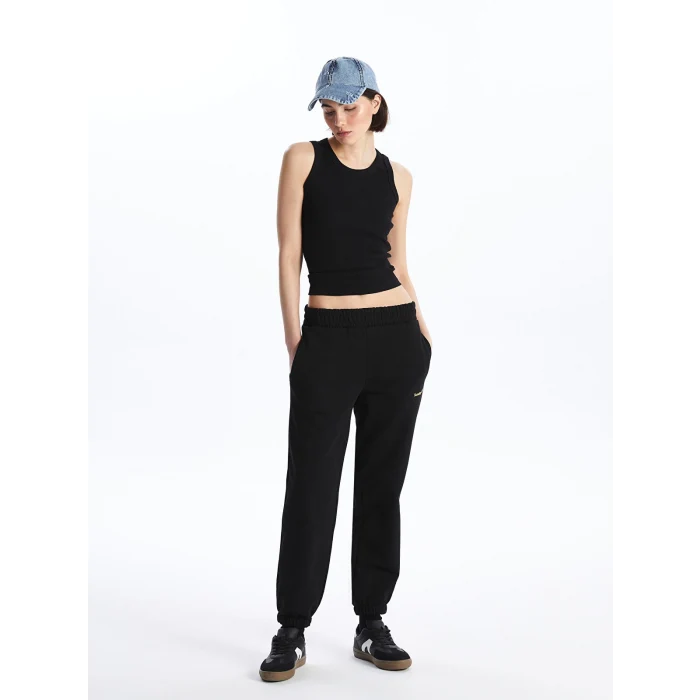 LCW Vision Siyah Beli Lastikli Baskılı Kadın Jogger Eşofman Altı