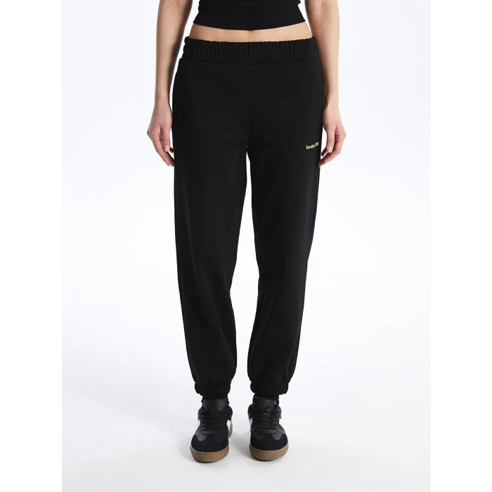 LCW Vision Siyah Beli Lastikli Baskılı Kadın Jogger Eşofman Altı