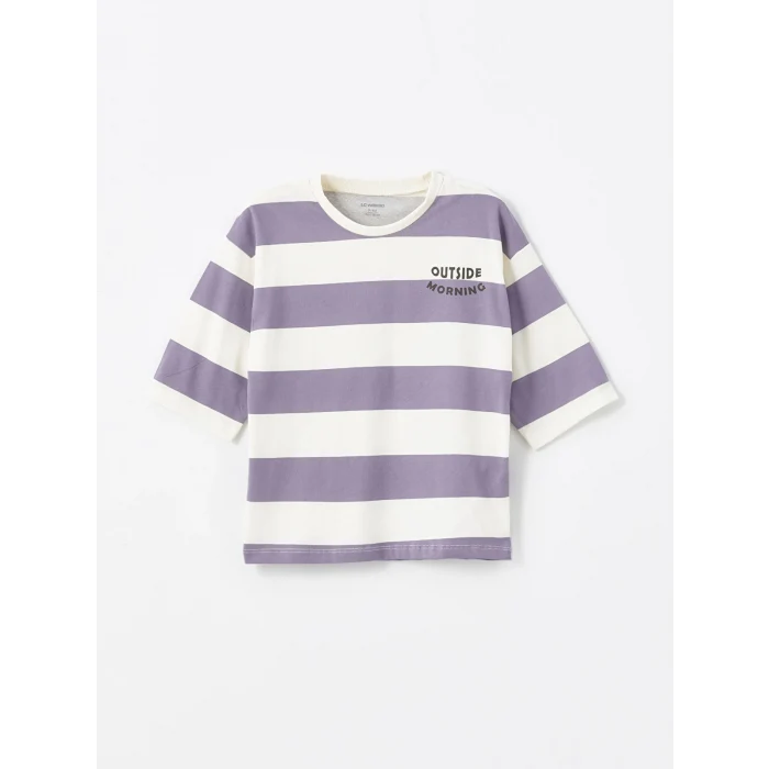 LCW Kids Bej Bisiklet Yaka Baskılı Erkek Bebek Tişört ve Şort 2li Takım