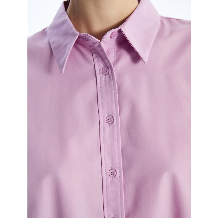 LCW Modest Lila Düz Poplin Kadın Gömlek Tunik