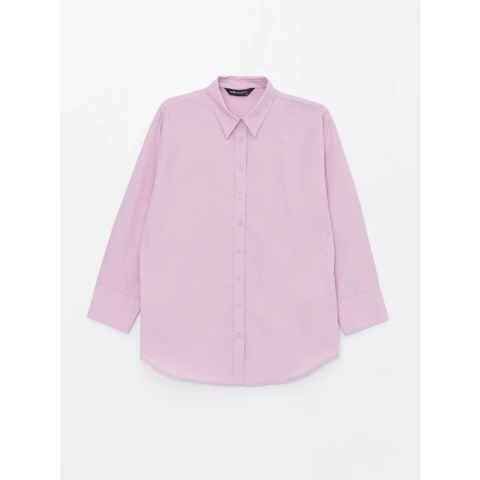 LCW Modest Lila Düz Poplin Kadın Gömlek Tunik