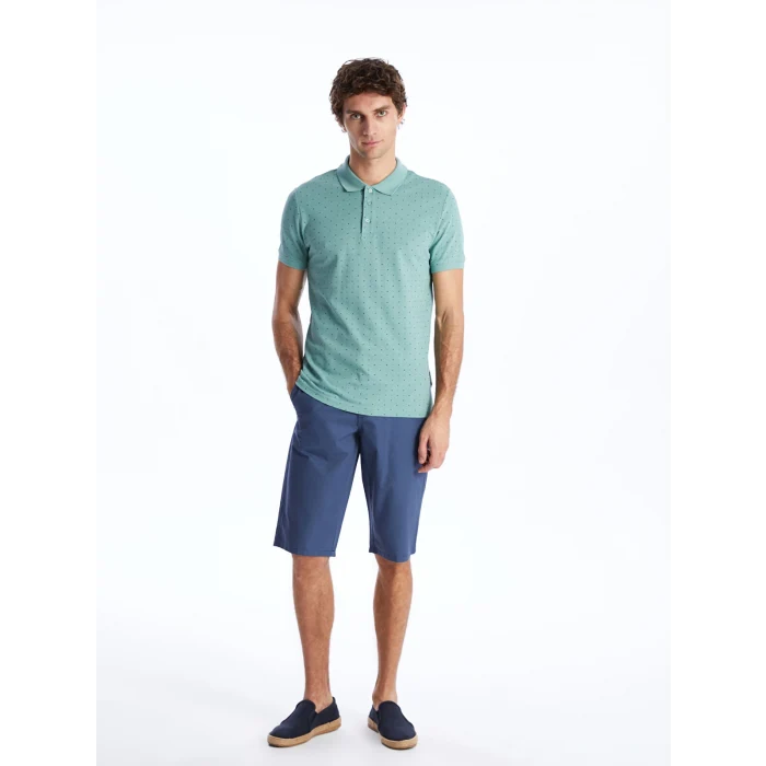 LCWAIKIKI Classic Yeşil Polo Yaka Kısa Kollu Desenli Pike Erkek Tişört