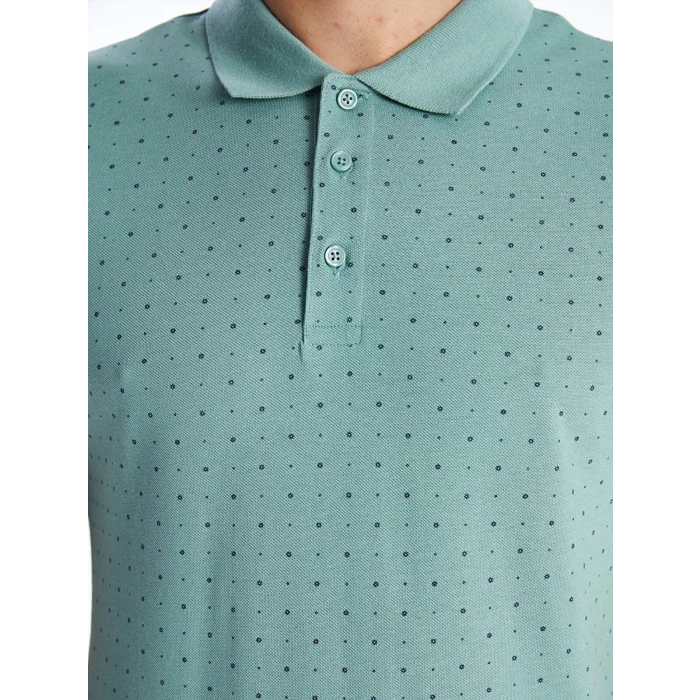 LCWAIKIKI Classic Yeşil Polo Yaka Kısa Kollu Desenli Pike Erkek Tişört
