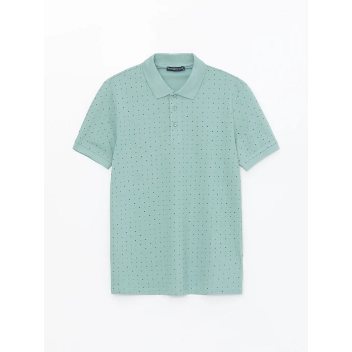 LCWAIKIKI Classic Yeşil Polo Yaka Kısa Kollu Desenli Pike Erkek Tişört