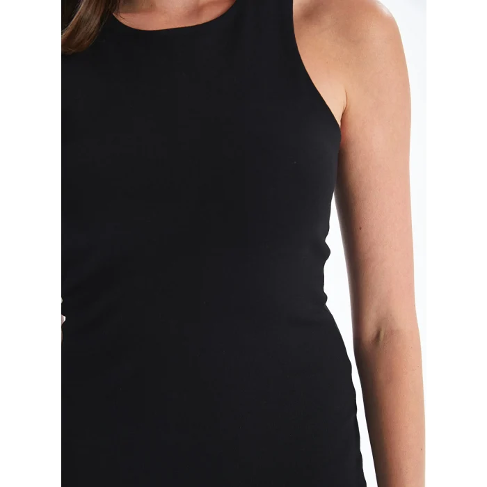 LCW Vision Siyah Bisiklet Yaka Kadın Bodycon Elbise