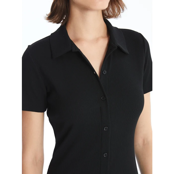 LCWAIKIKI Classic Siyah Polo Yaka Kadın Bodycon Elbise