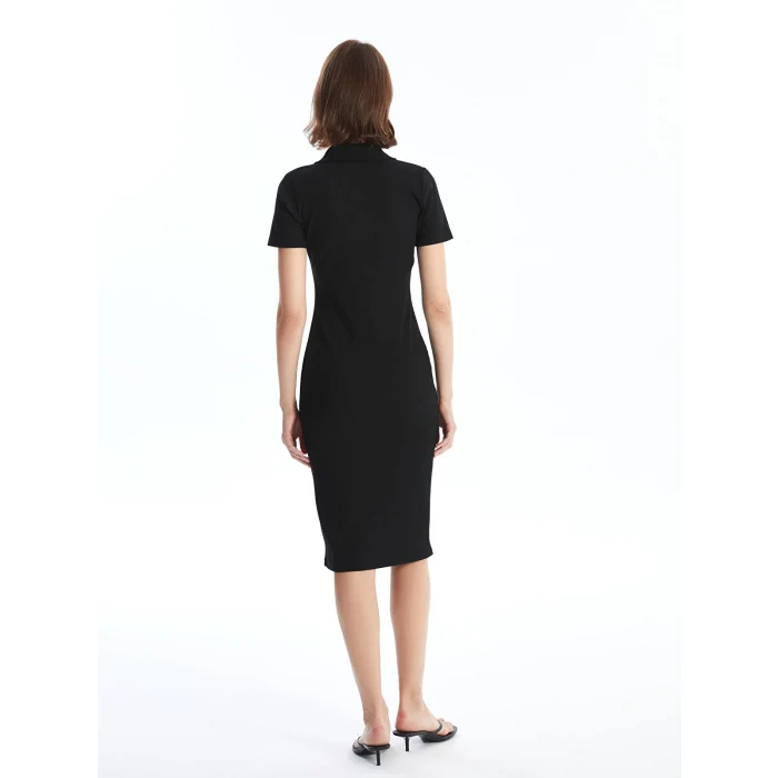 LCWAIKIKI Classic Siyah Polo Yaka Kadın Bodycon Elbise