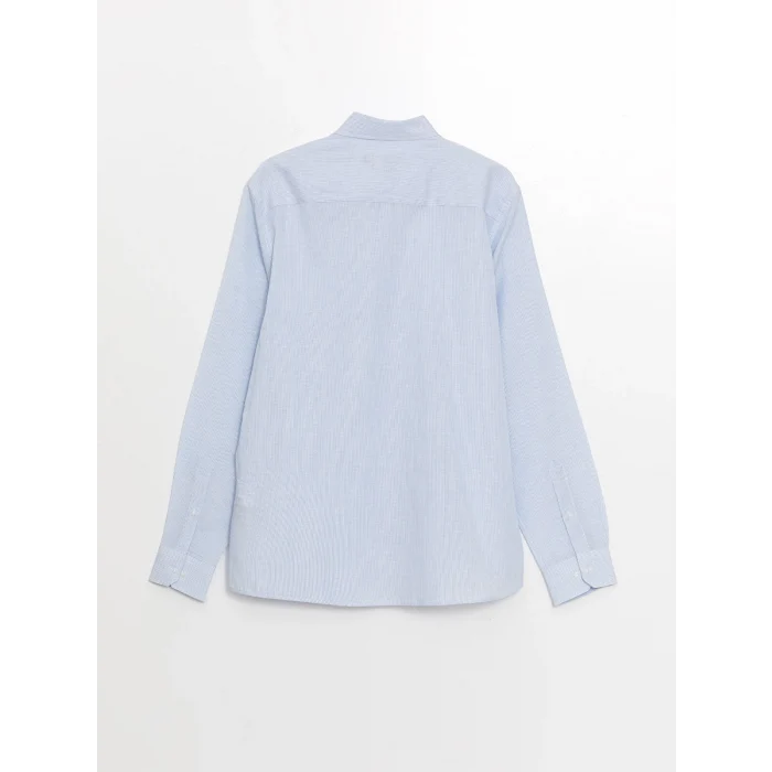 SOUTHBLUE Mavi Slim Fit Uzun Kollu Çizgili Poplin Erkek Gömlek