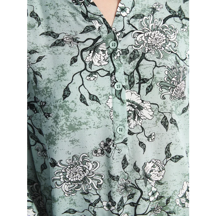 LCW Grace Karişik Kaçık Yaka Desenli Uzun Kollu Kadın Bluz