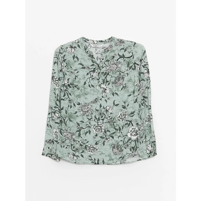 LCW Grace Karişik Kaçık Yaka Desenli Uzun Kollu Kadın Bluz