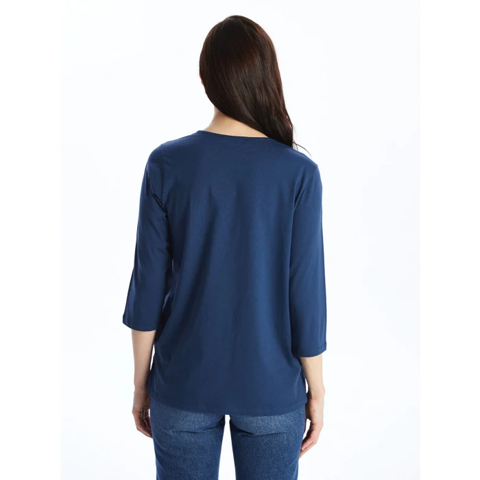 LCW Grace Indigo Bağlamalı Yaka Çiçekli Kadın Bluz