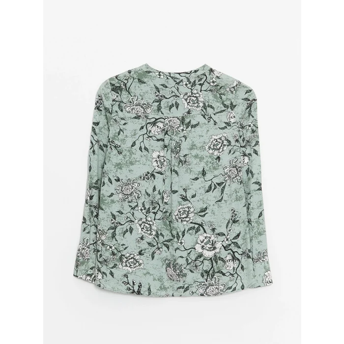 LCW Grace Karişik Kaçık Yaka Desenli Uzun Kollu Kadın Bluz