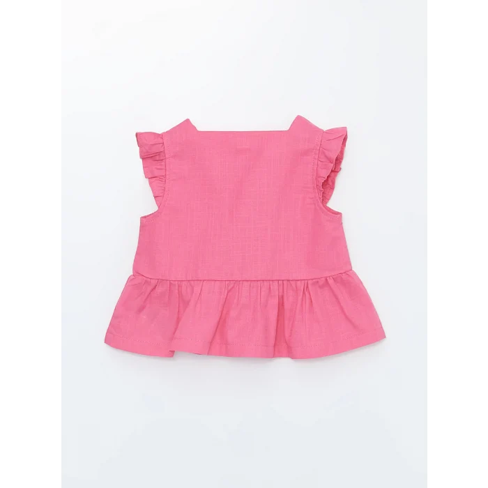 LCW Kids Pembe Kare Yaka Kolsuz Basic Kız Bebek Gömlek