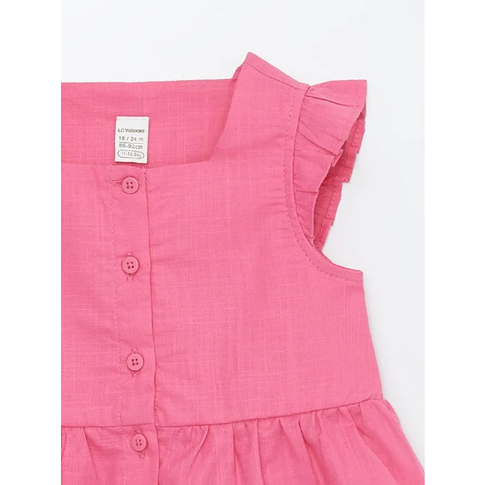 LCW Kids Pembe Kare Yaka Kolsuz Basic Kız Bebek Gömlek