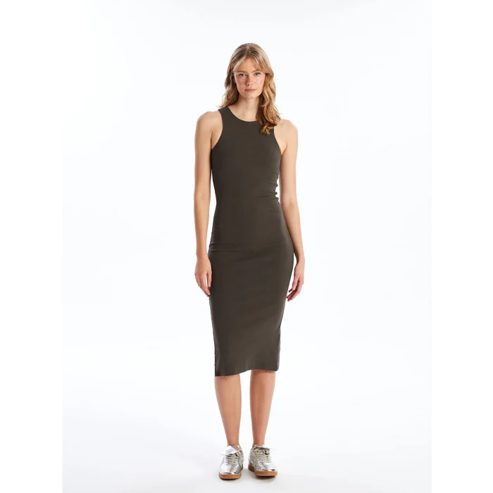 LCW Vision Haki Bisiklet Yaka Kadın Bodycon Elbise