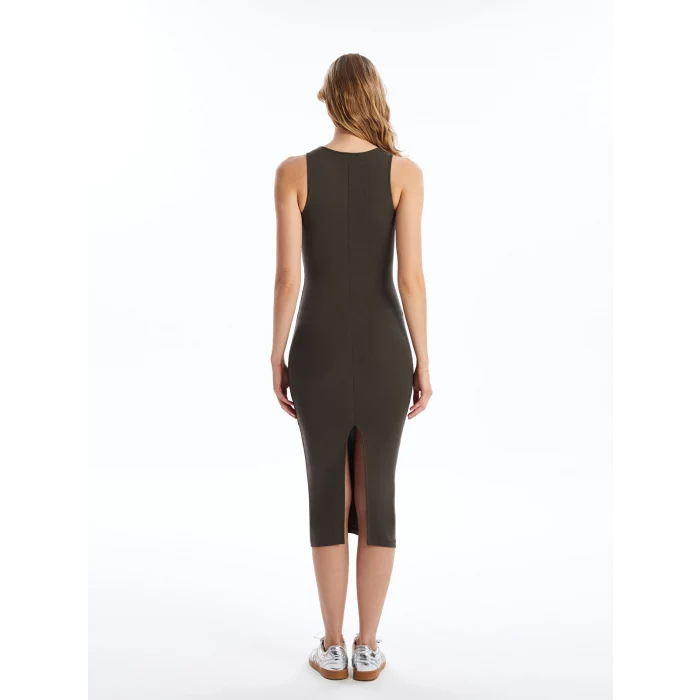 LCW Vision Haki Bisiklet Yaka Kadın Bodycon Elbise