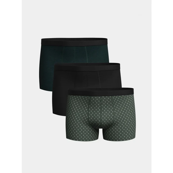 LC WAIKIKI Yeşil Standart Kalıp Pamuklu Esnek Erkek Boxer 3lü