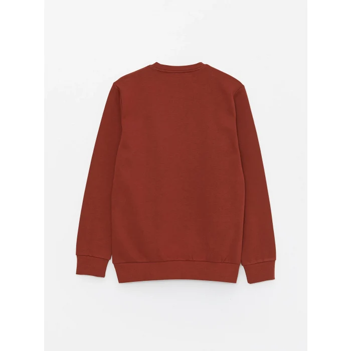 LCWAIKIKI Classic Kahverengi Bisiklet Yaka Uzun Kollu Erkek Kalın Sweatshirt