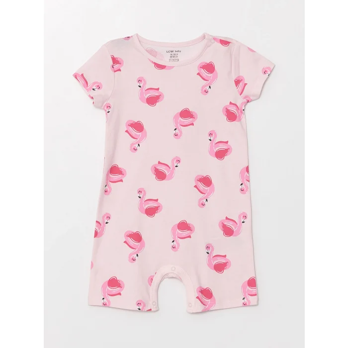 LCW baby Pembe Bisiklet Yaka Kız Bebek Tulum 2li