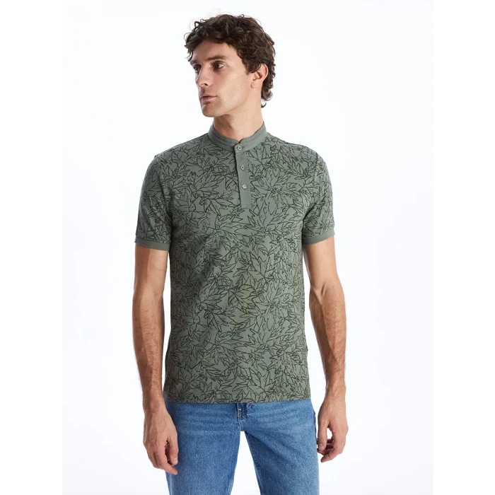 SOUTHBLUE Haki Hakim Yaka Kısa Kollu Desenli Erkek Tişört