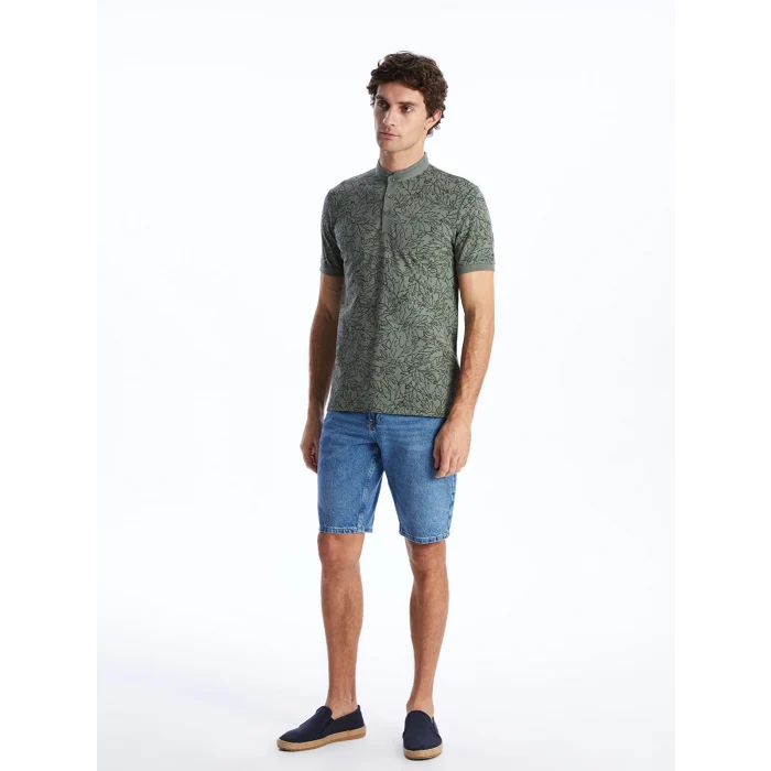 SOUTHBLUE Haki Hakim Yaka Kısa Kollu Desenli Erkek Tişört