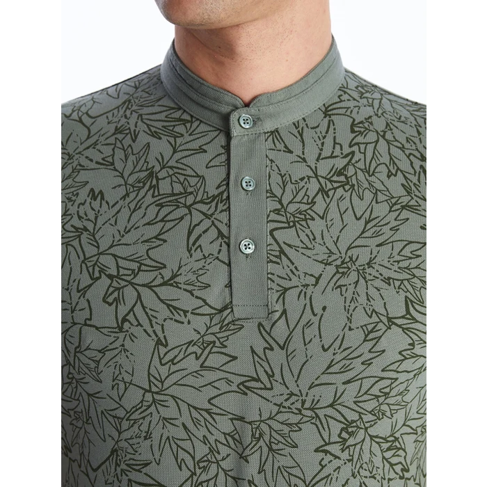 SOUTHBLUE Haki Hakim Yaka Kısa Kollu Desenli Erkek Tişört