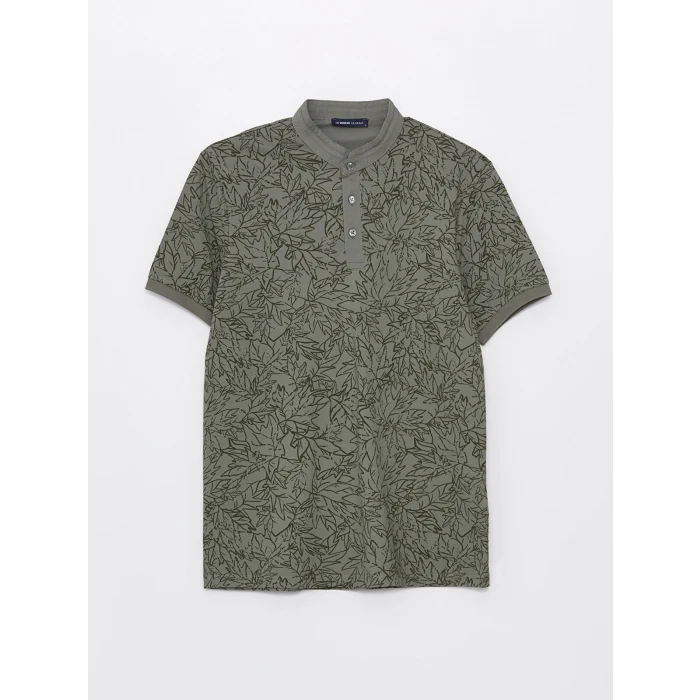 SOUTHBLUE Haki Hakim Yaka Kısa Kollu Desenli Erkek Tişört