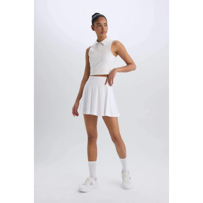 Defacto A2514 Beyaz DeFactoFit Sporcu İçi Taytlı Mini Tenis Eteği
