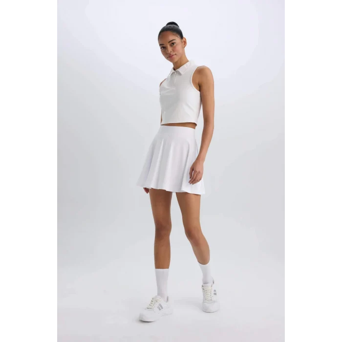 Defacto A2514 Beyaz DeFactoFit Sporcu İçi Taytlı Mini Tenis Eteği