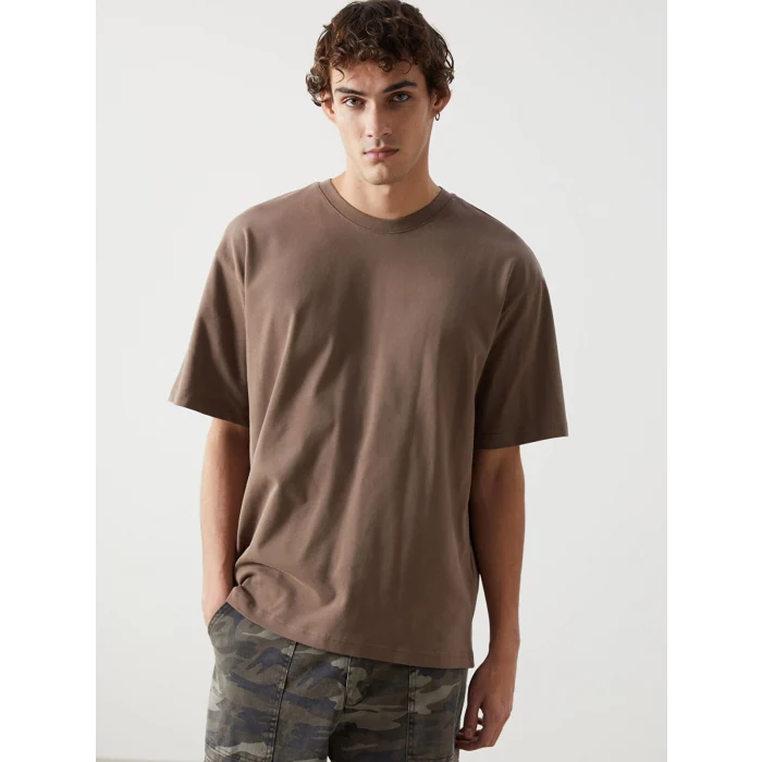 XSIDE Kahverengi Bisiklet Yaka Penye Erkek Tişört