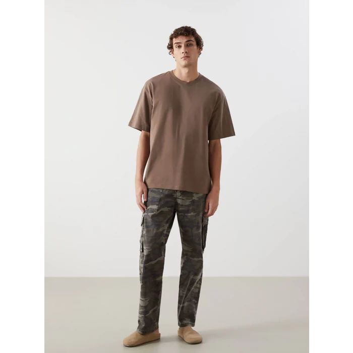 XSIDE Kahverengi Bisiklet Yaka Penye Erkek Tişört