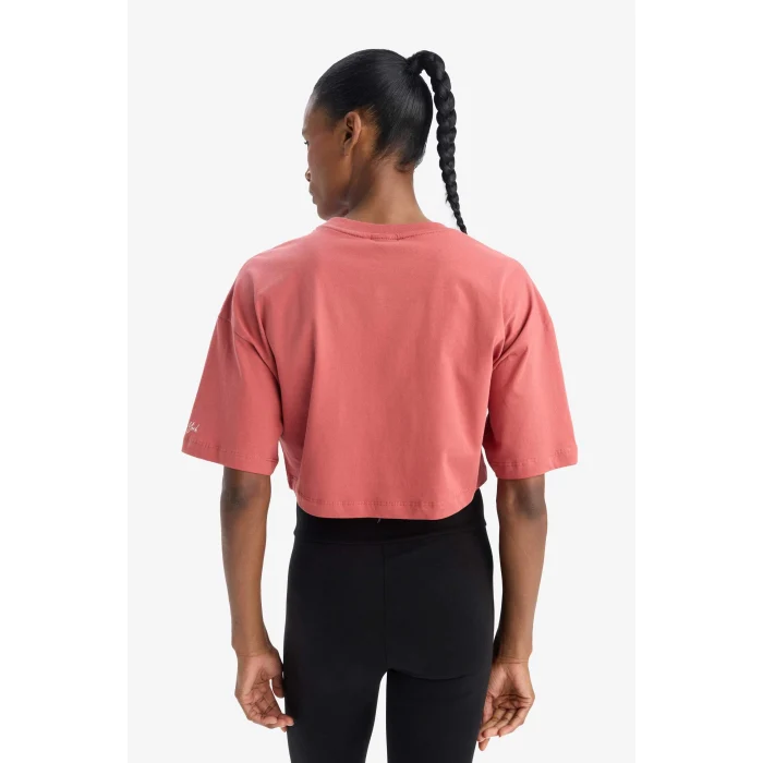 Defacto D8803 Bordo DeFactoFit NBA New York Knicks Oversize Geniş Kalıp Bisiklet Yaka Kısa Kollu Tişört