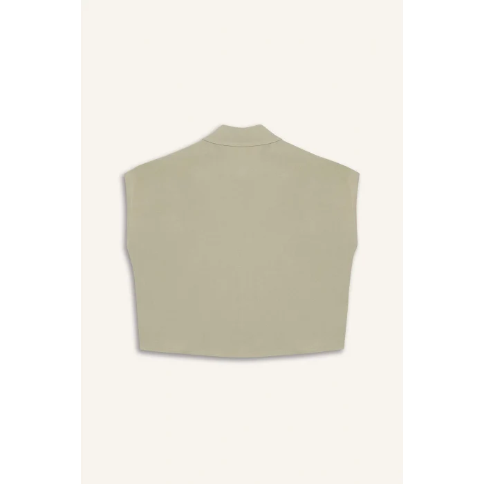 Defacto D7646 Yeşil Kız Çocuk Crop Önden Bağlamalı Pamuklu Kısa Kollu Gömlek