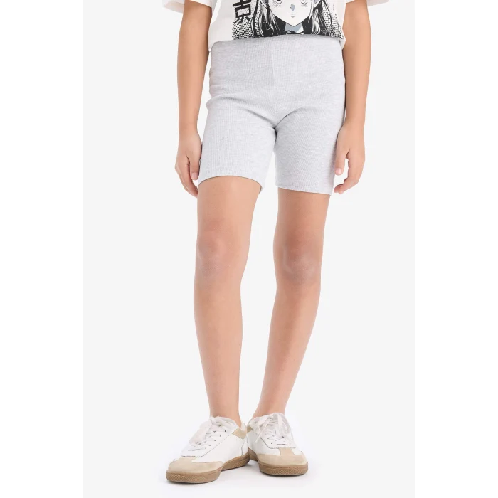 Defacto E7317 Ekru Kız Çocuk Pamuklu 2li Takım Baskılı Kısa Kollu Tişört Biker Tayt