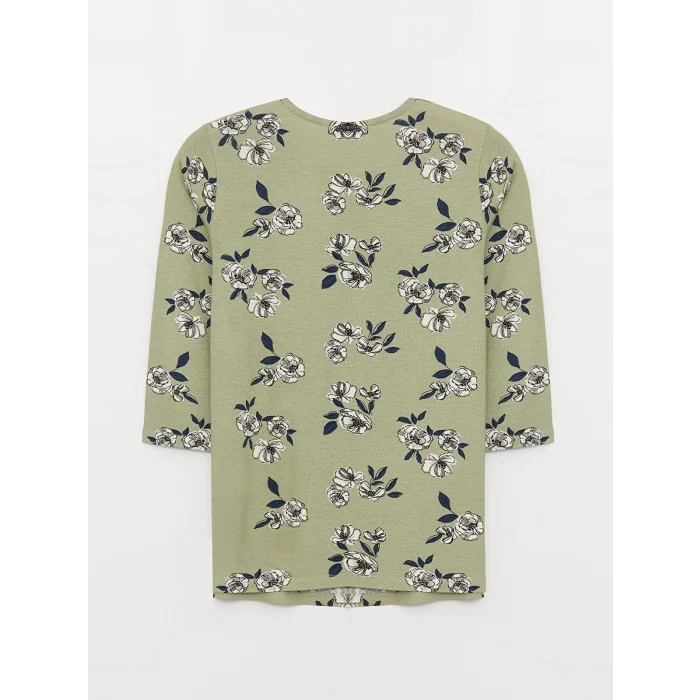 LCW Grace Yeşil Bisiklet Yaka Çiçekli Kadın Bluz