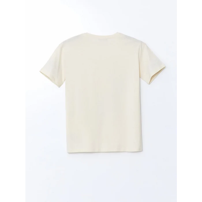 XSIDE Bej Bisiklet Yaka Baskılı Kadın Tişört