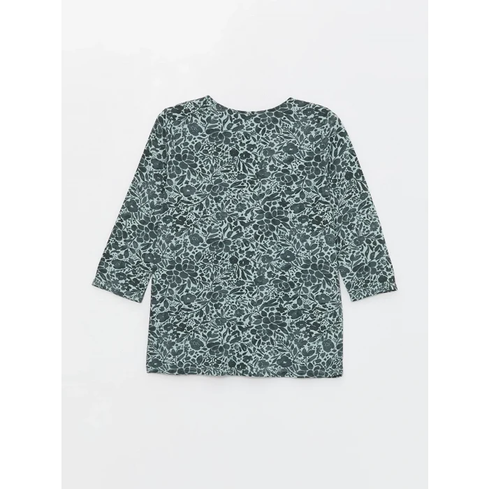 LCW Grace Yeşil Bisiklet Yaka Çiçekli Kadın Bluz