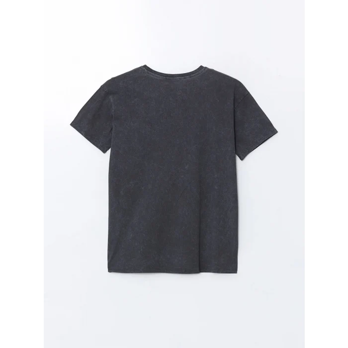 XSIDE Gri Bisiklet Yaka Baskılı Kadın Tişört