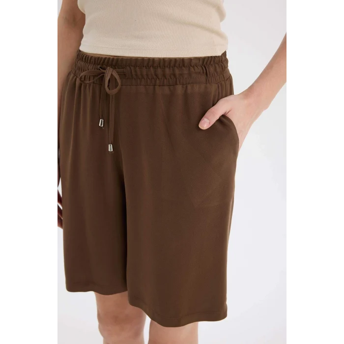 Defacto I6760 Kahve Yüksek Bel Kısa Paça Belmando Şort