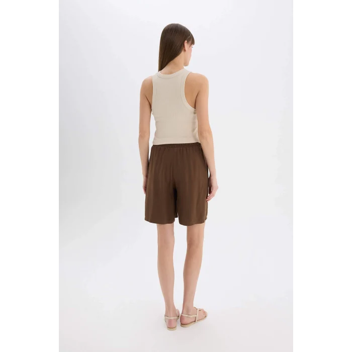 Defacto I6760 Kahve Yüksek Bel Kısa Paça Belmando Şort