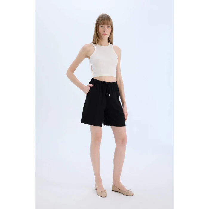 Defacto I6760 Siyah Yüksek Bel Kısa Paça Belmando Şort