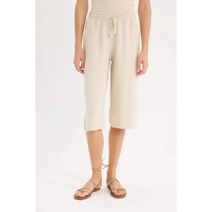 Defacto I6798 Bej Yüksek Esnek Belli Bağcıklı Belmando Kapri