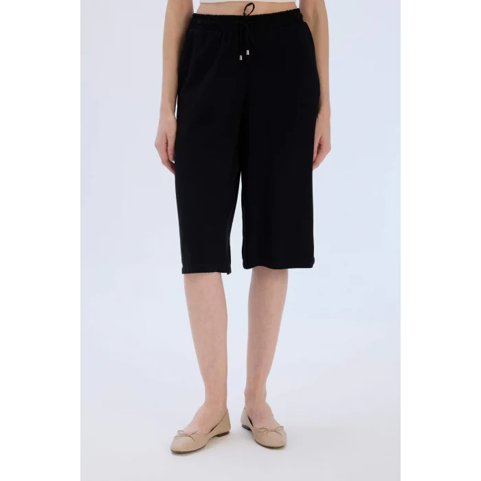 Defacto I6798 Siyah Yüksek Esnek Belli Bağcıklı Belmando Kapri