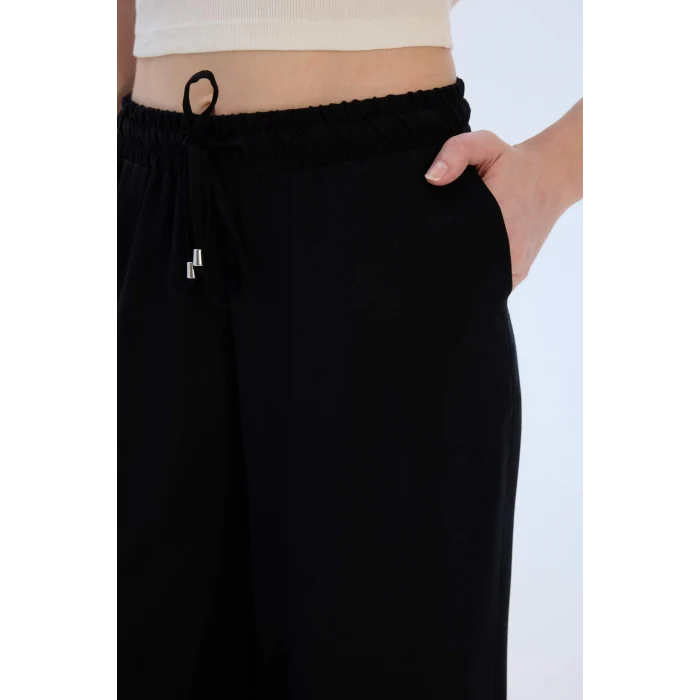 Defacto I6798 Siyah Yüksek Esnek Belli Bağcıklı Belmando Kapri