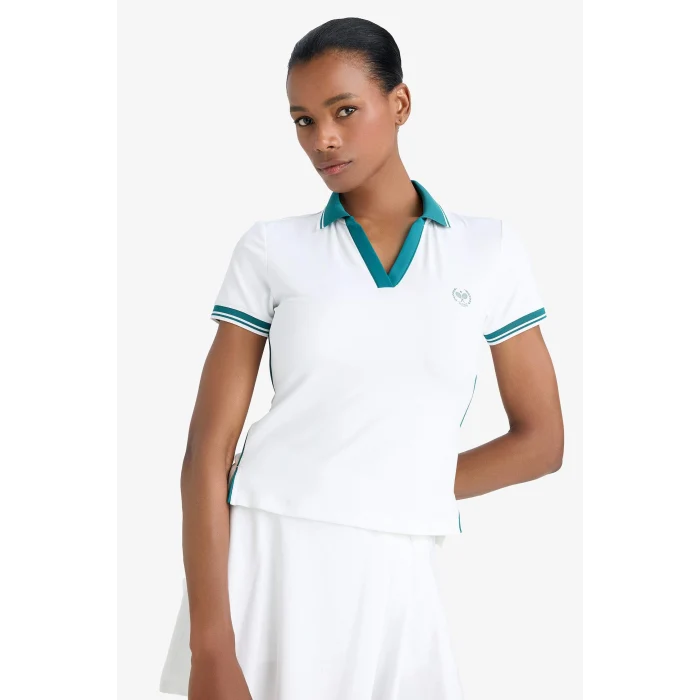 Defacto E4310 Beyaz DeFactoFit Standart Fit Polo Yaka Baskılı Sporcu Kısa Kollu Beyaz Tişört