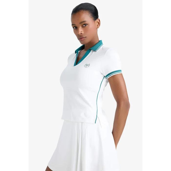 Defacto E4310 Beyaz DeFactoFit Standart Fit Polo Yaka Baskılı Sporcu Kısa Kollu Beyaz Tişört