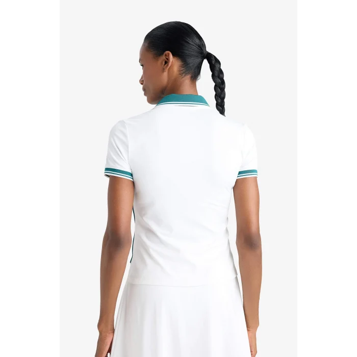 Defacto E4310 Beyaz DeFactoFit Standart Fit Polo Yaka Baskılı Sporcu Kısa Kollu Beyaz Tişört