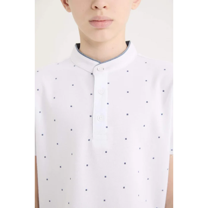 Defacto B5938 Beyaz Erkek Çocuk Hakim Yaka Pike Kısa Kollu Polo Tişört