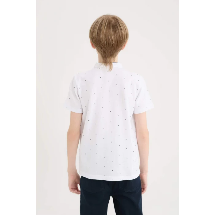 Defacto B5938 Beyaz Erkek Çocuk Hakim Yaka Pike Kısa Kollu Polo Tişört