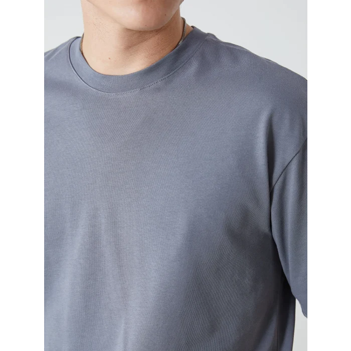 XSIDE Gri Bisiklet Yaka Penye Erkek Tişört